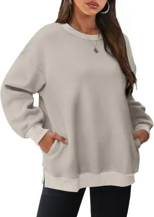 Oversized Sweatshirts for Women 2024 Trendy Long Sleeve Crewneck Tops Fall Sweaters Pullover Sweatshirt with Pockets