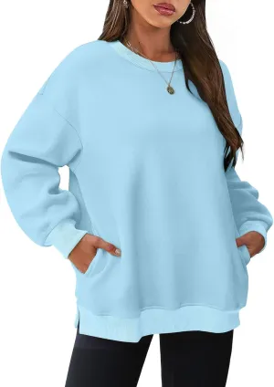 Oversized Sweatshirts for Women 2024 Trendy Long Sleeve Crewneck Tops Fall Sweaters Pullover Sweatshirt with Pockets