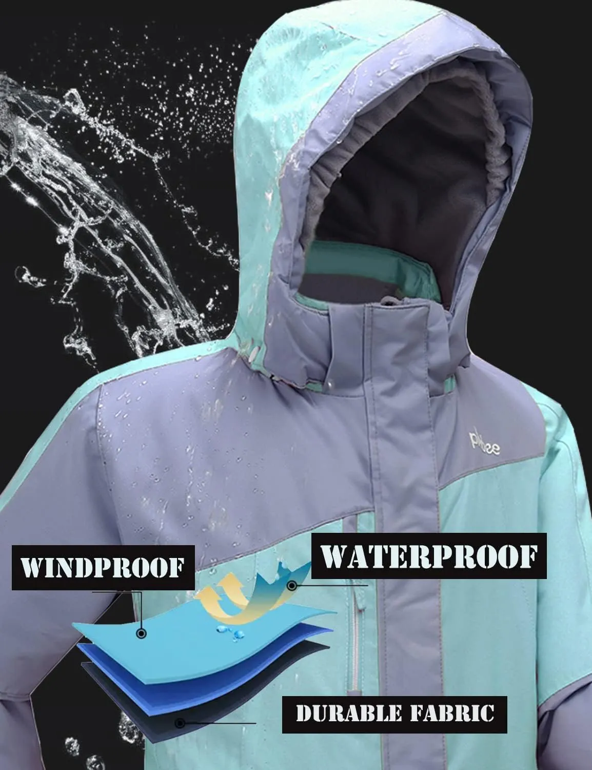 PHIBEE Girls' Sportswear Waterproof Windproof Snowboard Ski Jacket