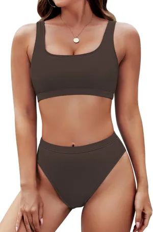Pink Queen Women's Crop Top High Waisted Cheeky Bikini Set Two Piece Swimsuits