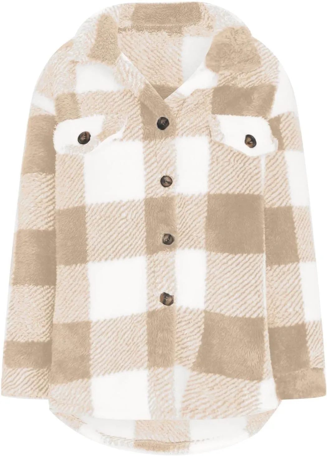 Plaid Fleece Shacket Jacket Womens Oversized Flannel Button Fall Hoodie Jackets With Pockets Warm Winter Coats