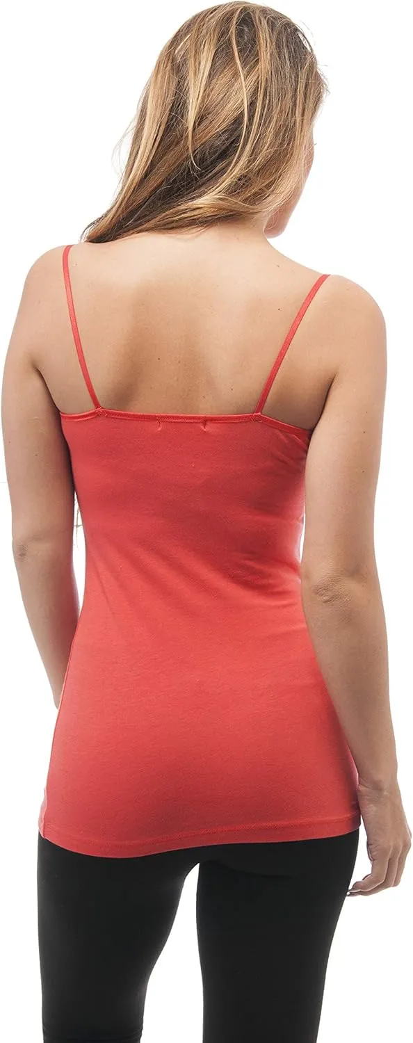Plain Long Spaghetti Strap Tank Top Camis Basic Camisole Cotton Plus Size