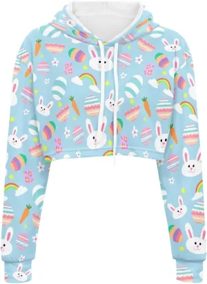 Plus Size Women Long Sleeve Cropped Hoodies Crop Top Sweatshirt Drawstring Workout Hoodie