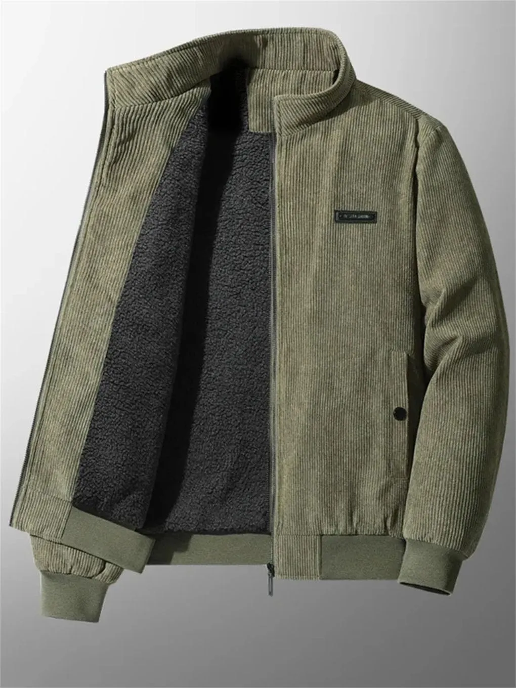 Rfmfkkg Men'S Cotton-Padded Jacket Full Zipper Corduroy Cotton-Padded Jacket Thick Warm Coat Jacket