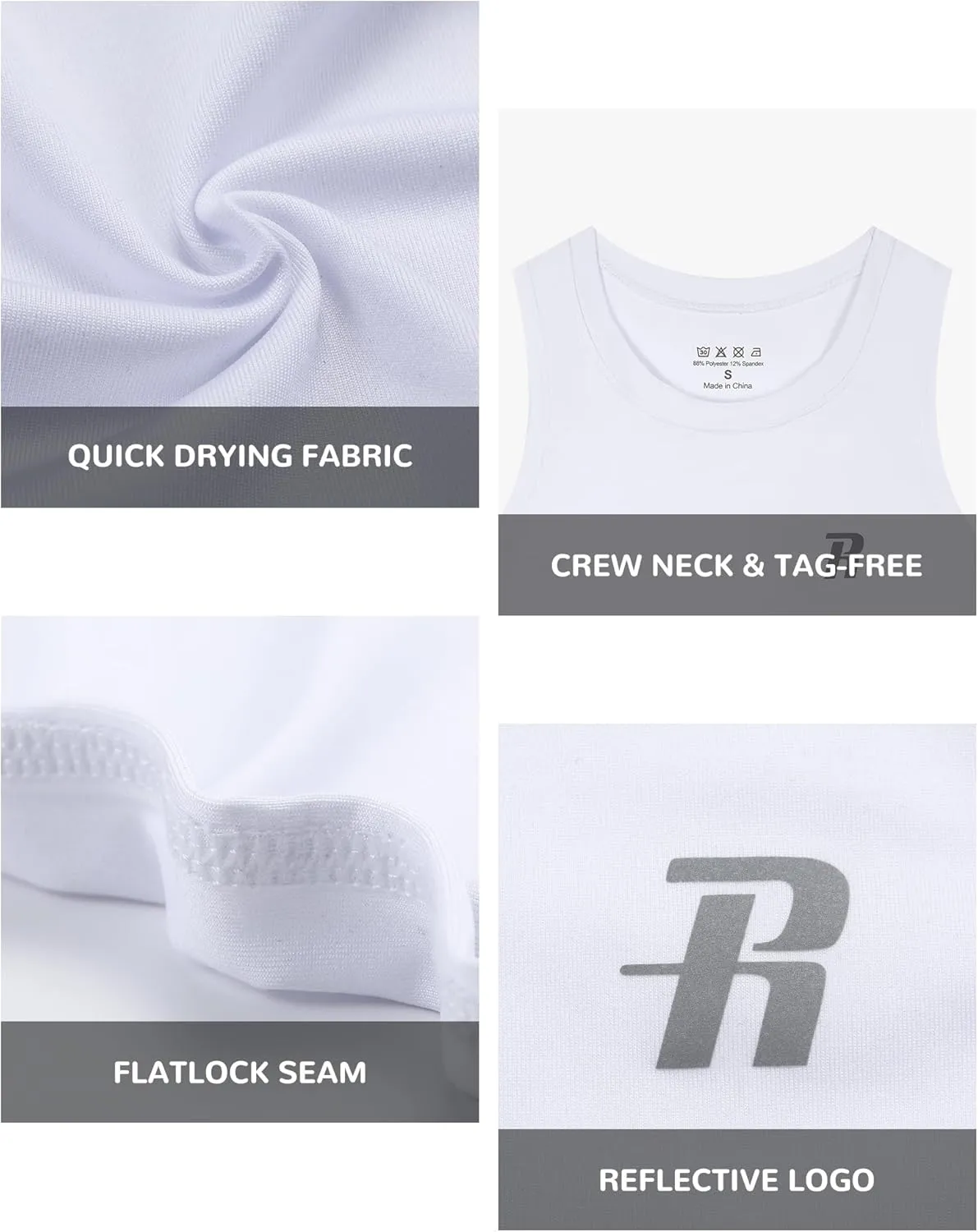 Runhit Boys Compression Tank Top Youth Athletic Quick Dry Base Layer Shirt