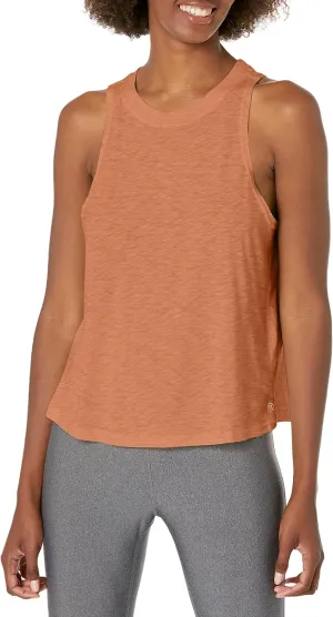 Sage Collective Women's Sleeveless Round Neck Zigzag Embroidery Stretch Athletic Yoga Tank Top