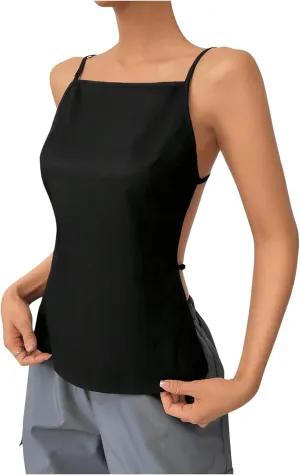 SHENHE Women's Open Back Spaghetti Strap Sexy Backless Strappy Camisole Tank Top