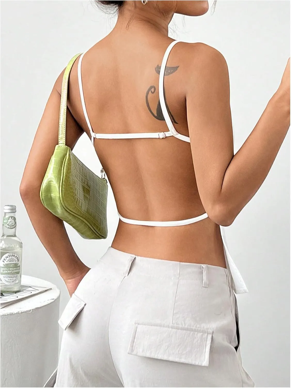 SHENHE Women's Open Back Spaghetti Strap Sexy Backless Strappy Camisole Tank Top