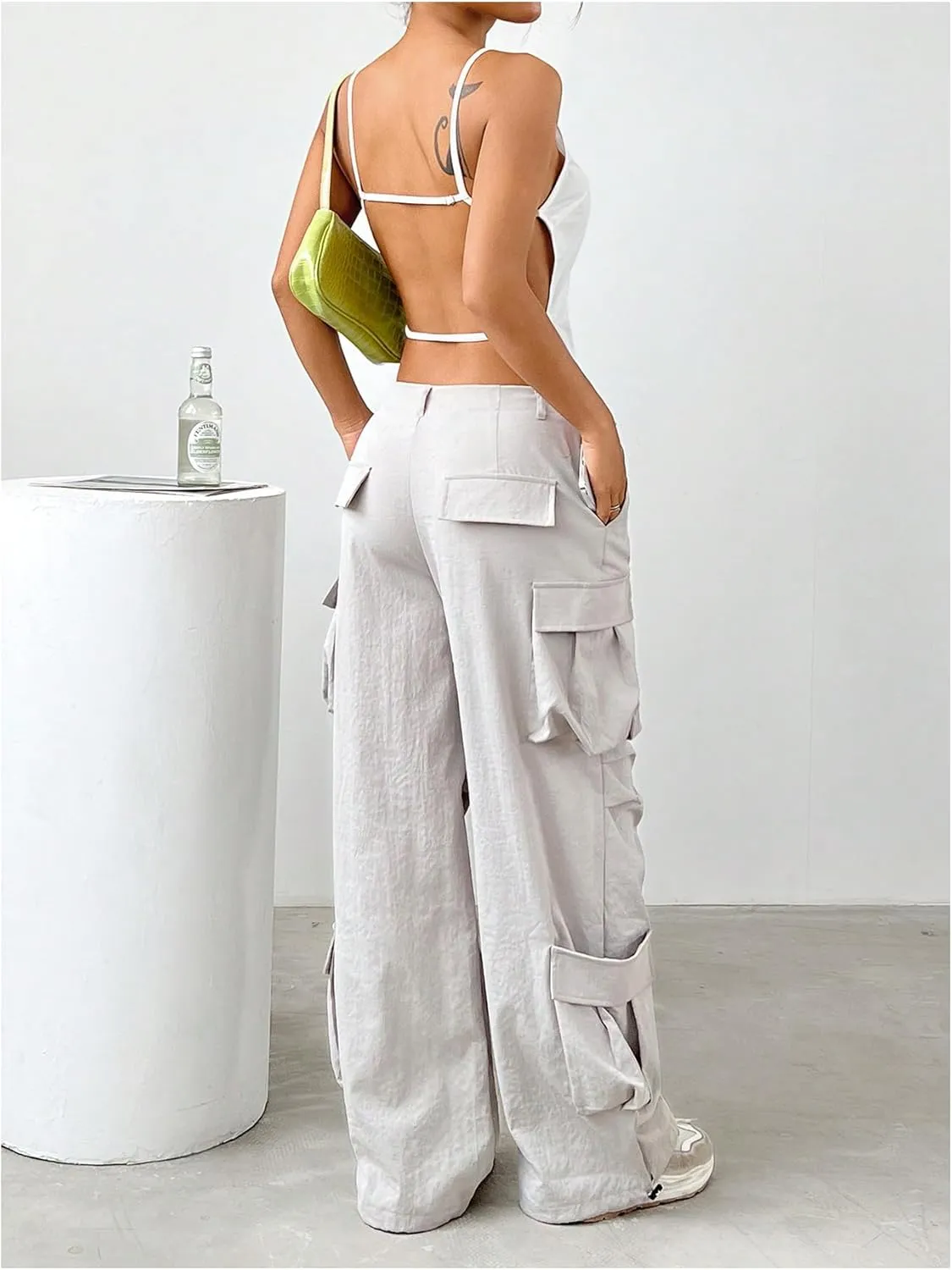 SHENHE Women's Open Back Spaghetti Strap Sexy Backless Strappy Camisole Tank Top