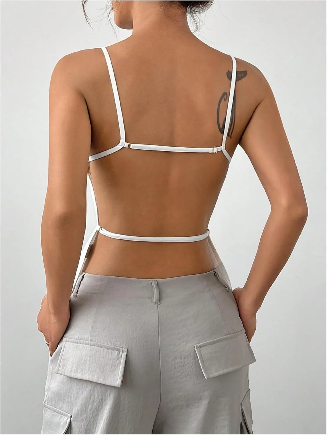 SHENHE Women's Open Back Spaghetti Strap Sexy Backless Strappy Camisole Tank Top