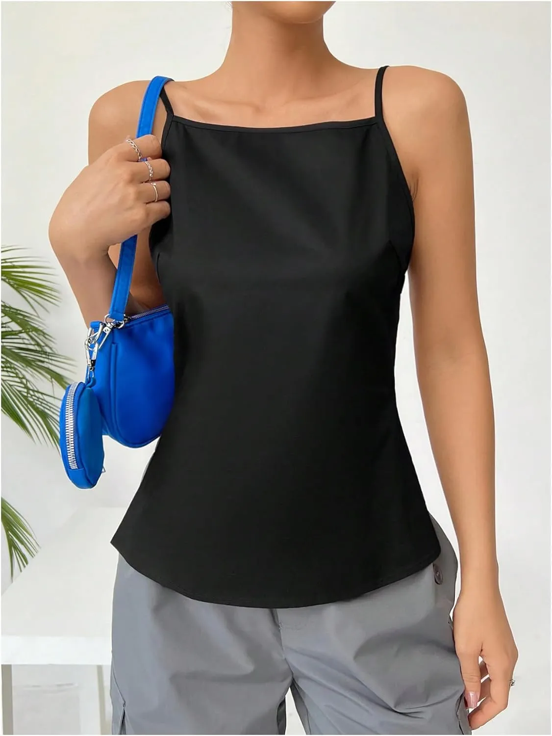 SHENHE Women's Open Back Spaghetti Strap Sexy Backless Strappy Camisole Tank Top