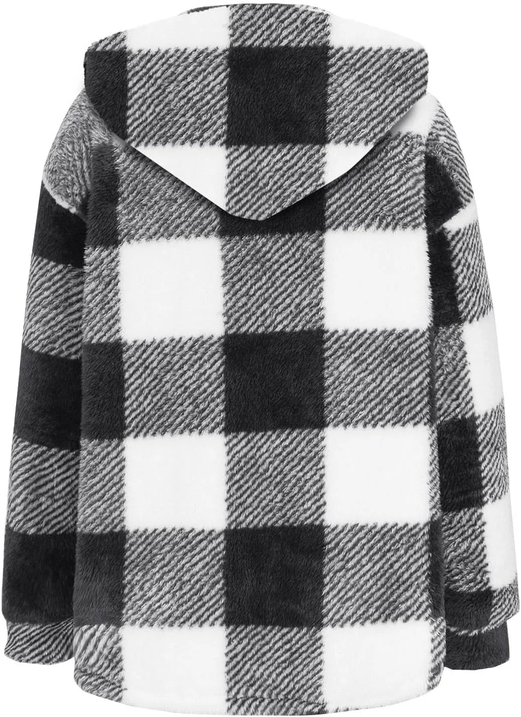 Sherpa Shacket Jackets for Women Winter Long Sleeve Button Hoodies Oversized Fuzzy Fleece Plaid Coat Outdoor Outerwear