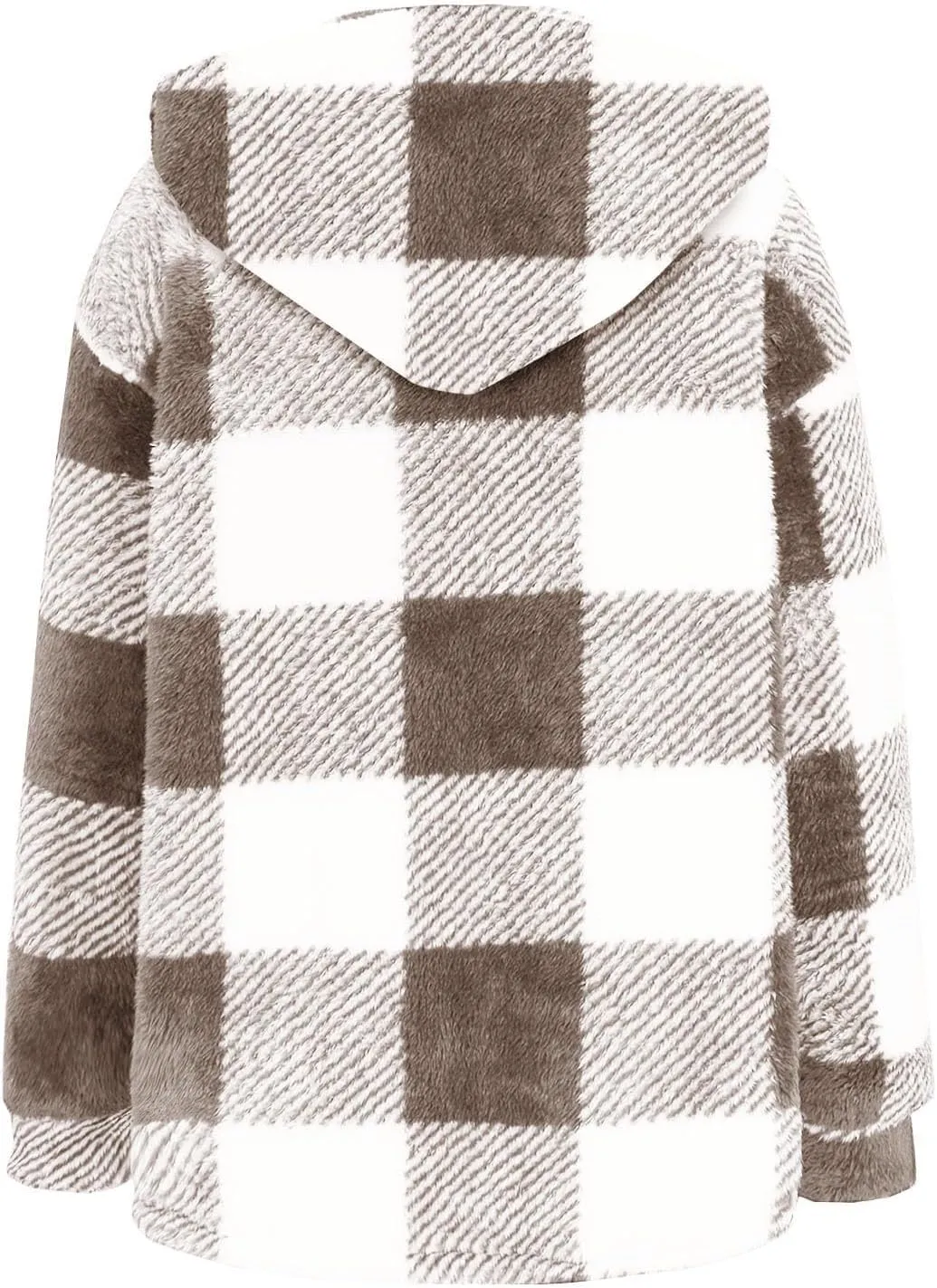 Sherpa Shacket Jackets for Women Winter Long Sleeve Button Hoodies Oversized Fuzzy Fleece Plaid Coat Outdoor Outerwear