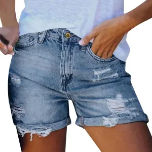 Shorts for Women Denim High Waisted Summer Wide Straight Leg Denim Short Pants Relaxed Fit Shorts with Pockets