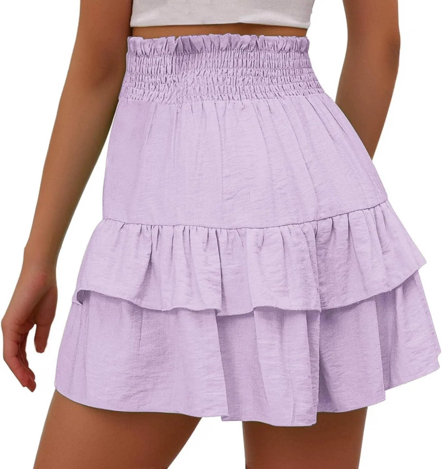 Shorts for Women Ruffled Hem High Waisted Flowy Casual Summer Skirt Shorts Loose Fit Resort Wear Fashion Clothes