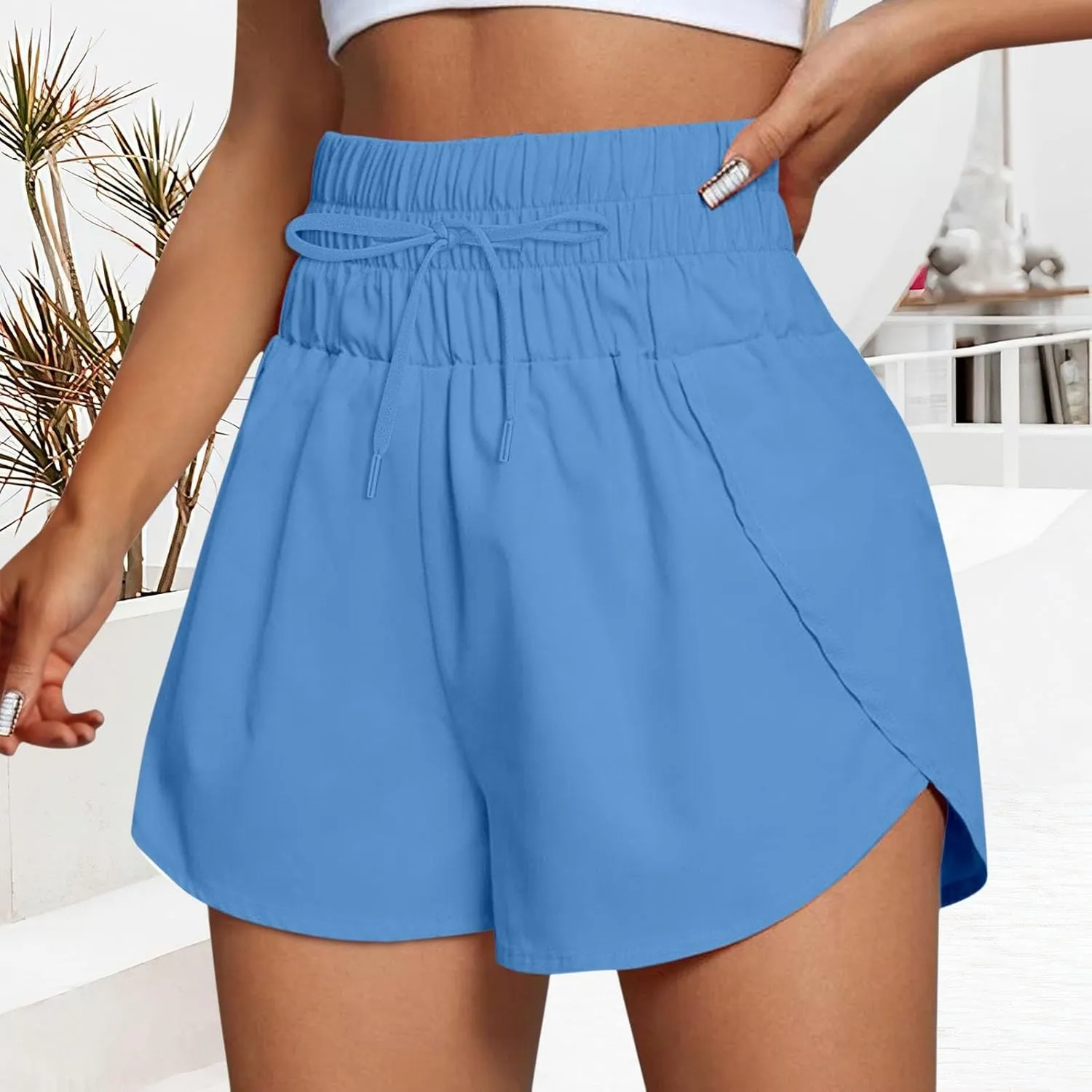 Shorts for Women Summer Casual Wide Leg Loose High Waist Elastic Dressy Beach Shorts 2025 Outfits Comfy Clothes