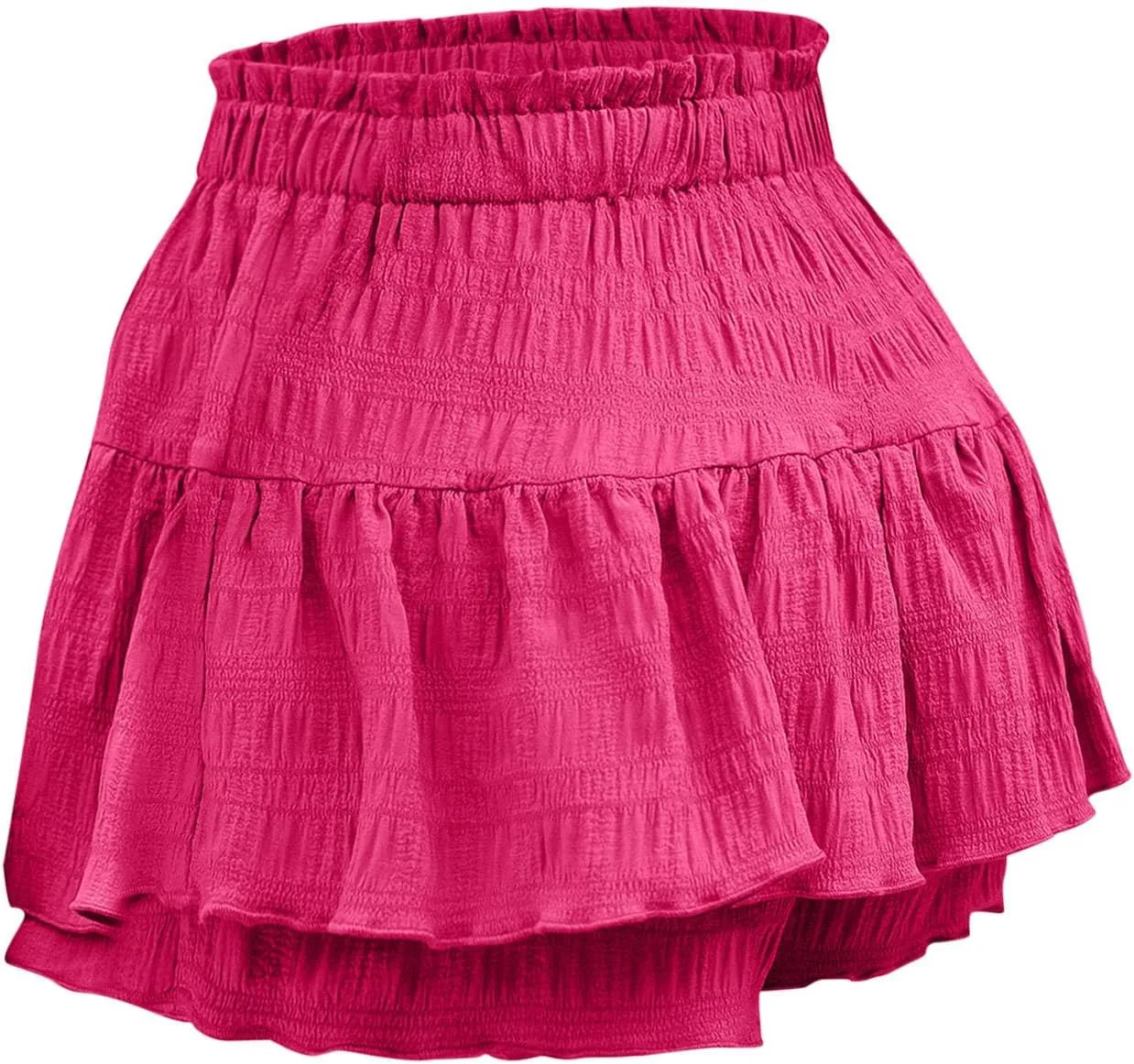 Shorts for Women Trendy Ruffled Hem High Waisted Drawstring Short Pants Flowy Casual Summer Beach Skirt Shorts 2025