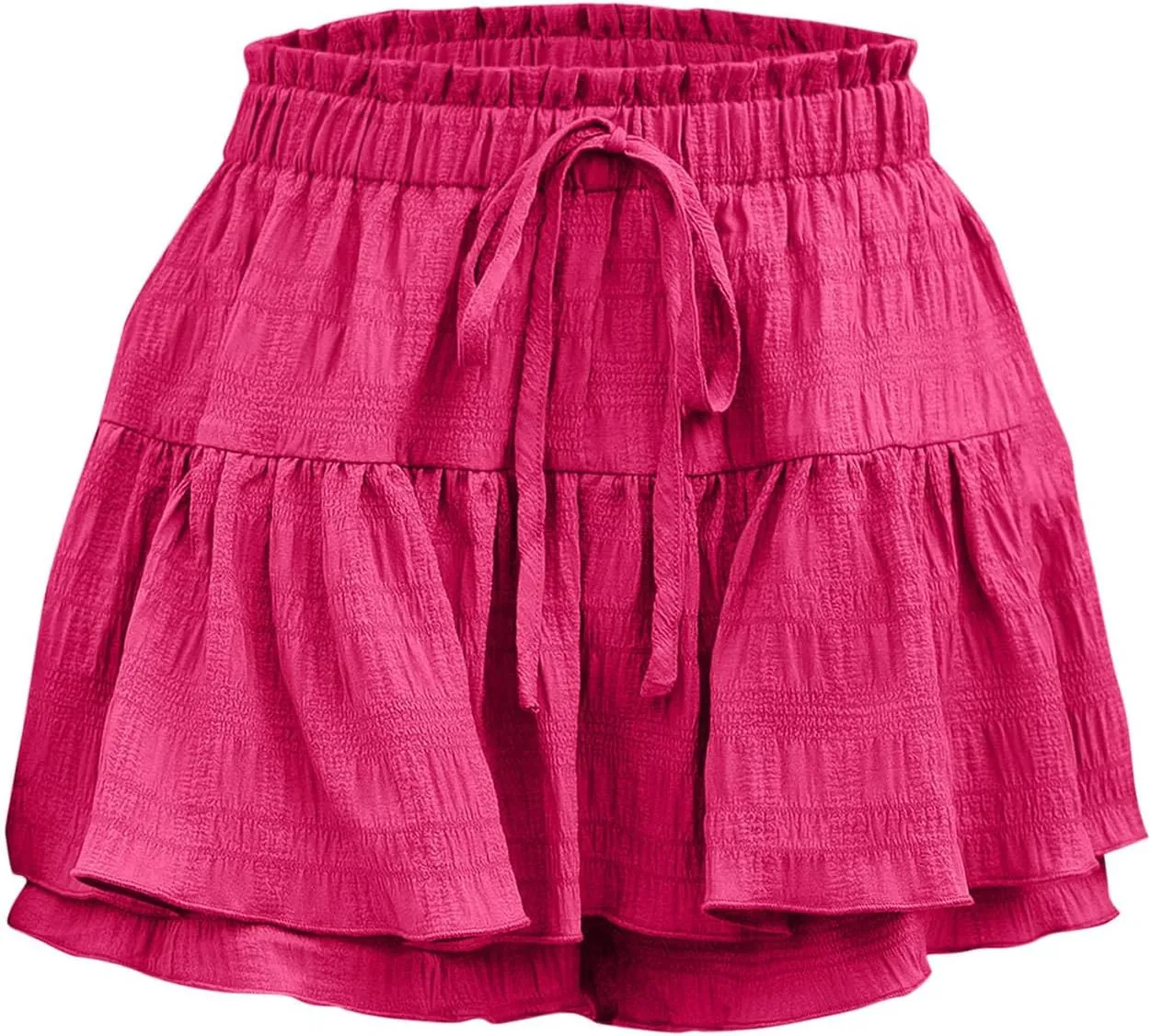 Shorts for Women Trendy Ruffled Hem High Waisted Drawstring Short Pants Flowy Casual Summer Beach Skirt Shorts 2025