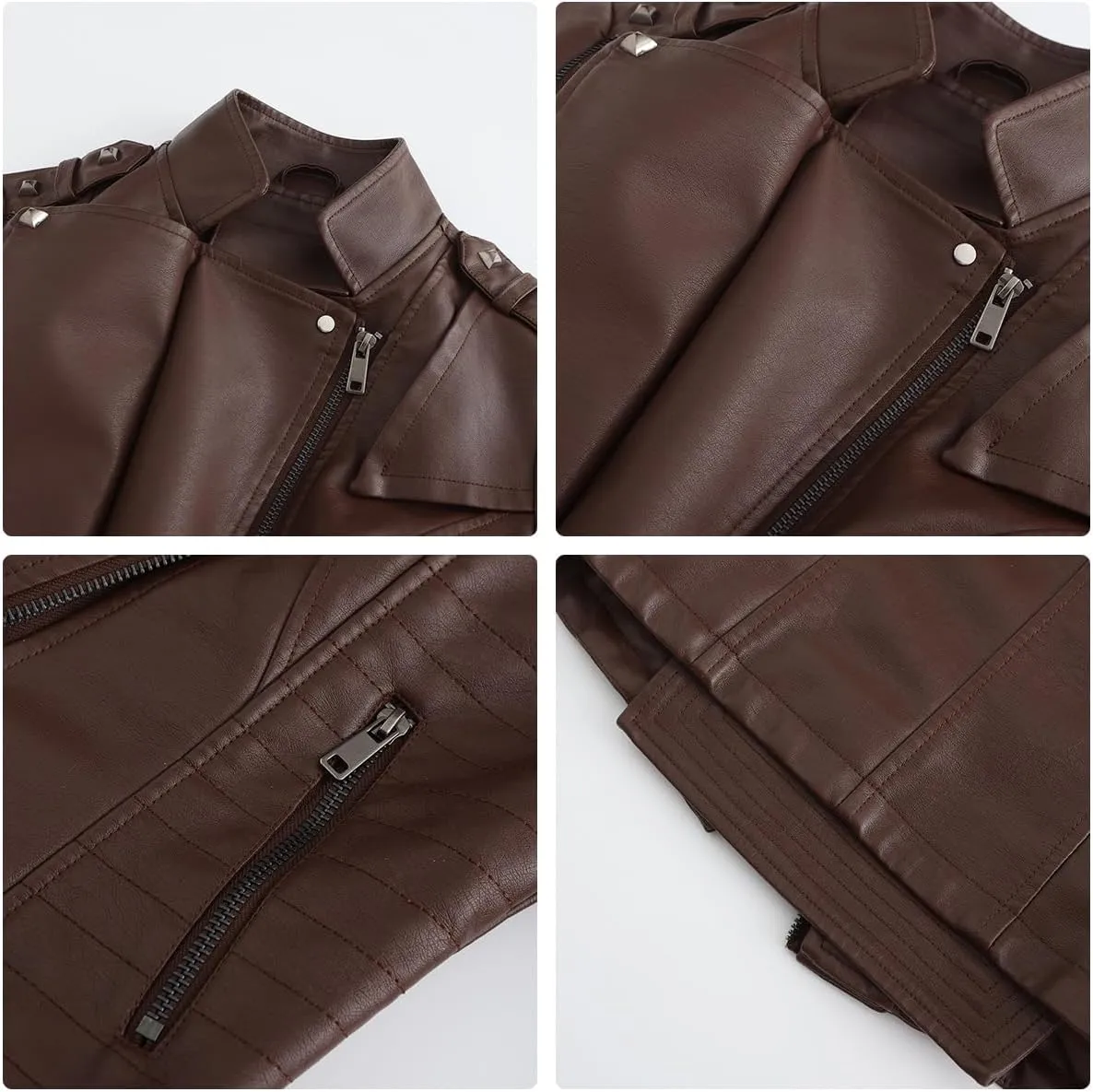 Sister Amy Women PU Leather Jacket Women Bomber Jacket Cropped Zipper Jacket Moto Coat