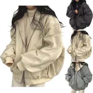 Smoneyful Womens Fleece Jackets Plus Size Hooded Reversible Sherpa Jacket Thicken Warm Winter Coat Baggy Cotton-Padded Jacket