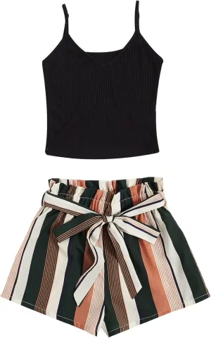 SOLY HUX Women's 2 Piece Outfits Summer Cami Top with Shorts Set