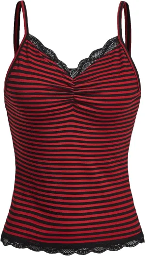 SOLY HUX Women's Striped Lace Trim Cami Top Spaghetti Strap Summer Y2K Camisole
