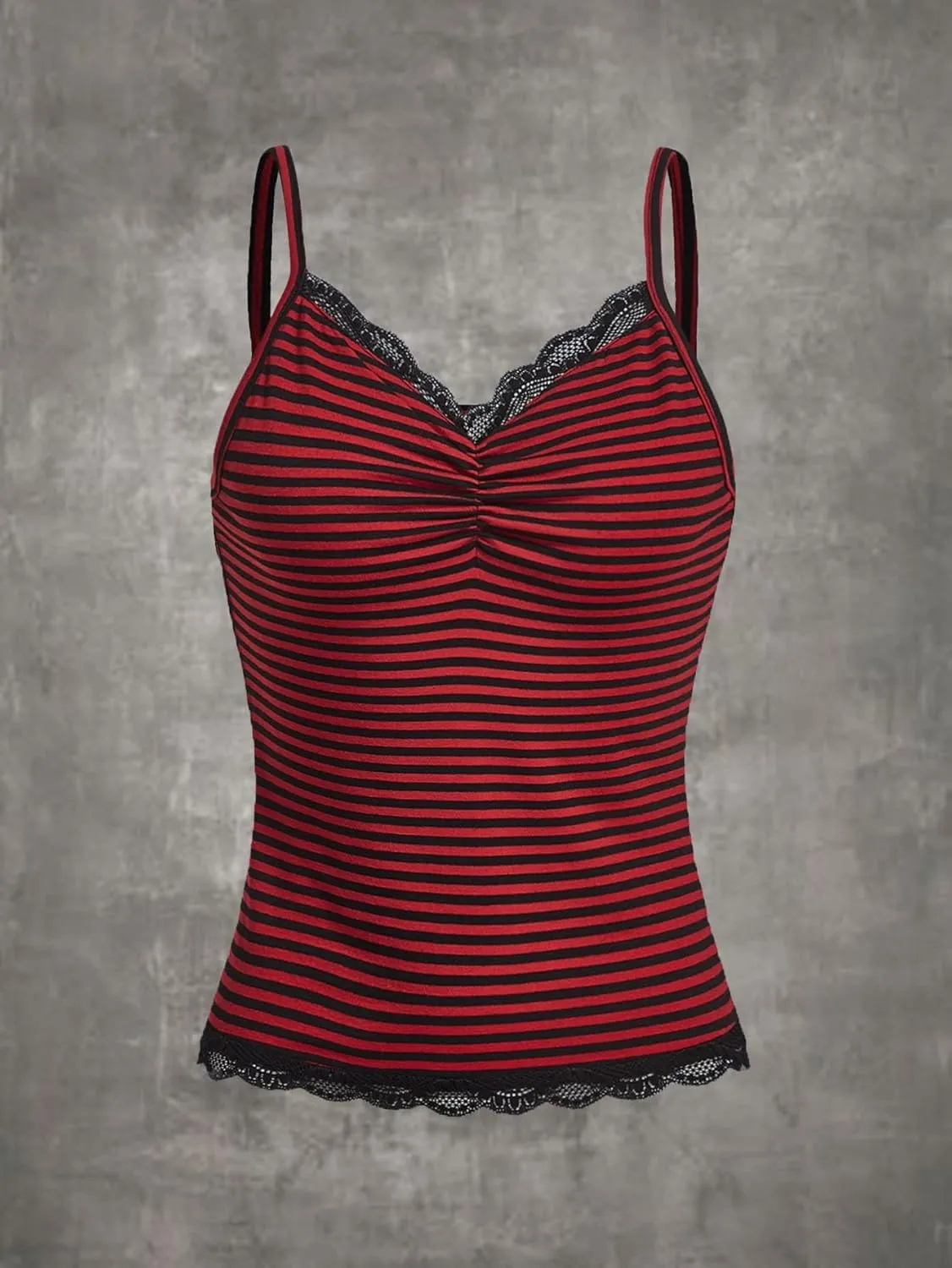 SOLY HUX Women's Striped Lace Trim Cami Top Spaghetti Strap Summer Y2K Camisole