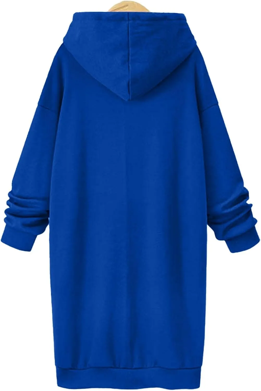 Stessotudo Oversized Long Hoodies for Women Solid Fleece Loose Fit Lounge Sweatshirts Drawstring Casual Comfy Hoodie Dress
