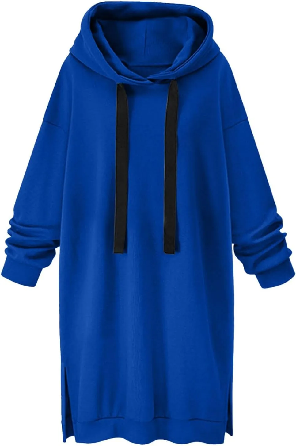 Stessotudo Oversized Long Hoodies for Women Solid Fleece Loose Fit Lounge Sweatshirts Drawstring Casual Comfy Hoodie Dress