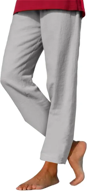 Summer Beach Pants for Women Linen Elastic High Waist Straight Leg Light Causal Cool Lounge Trousers Women Pajamas