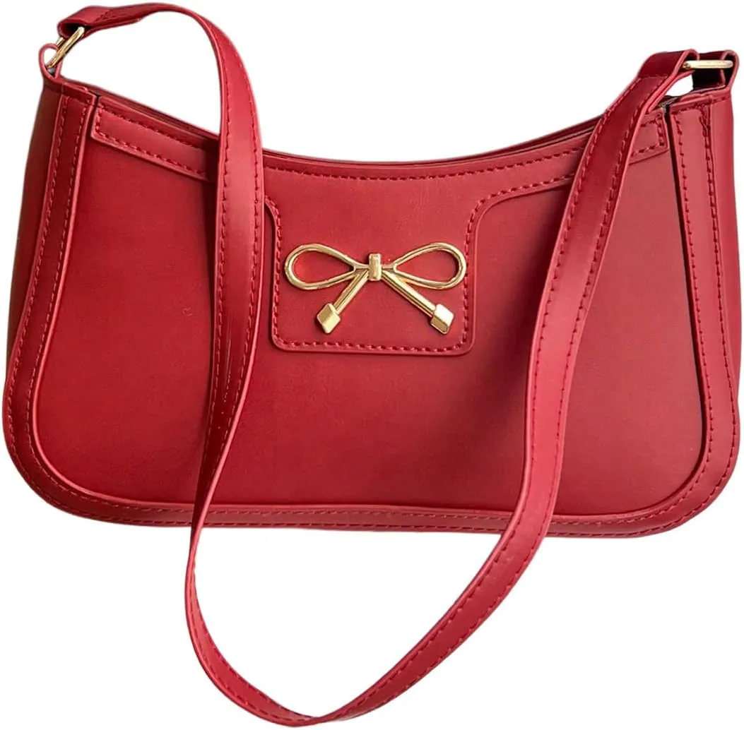 SweatyRocks Women's Bow Top Handle Clutch Purses PU Leather Underarm Shoulder Bags