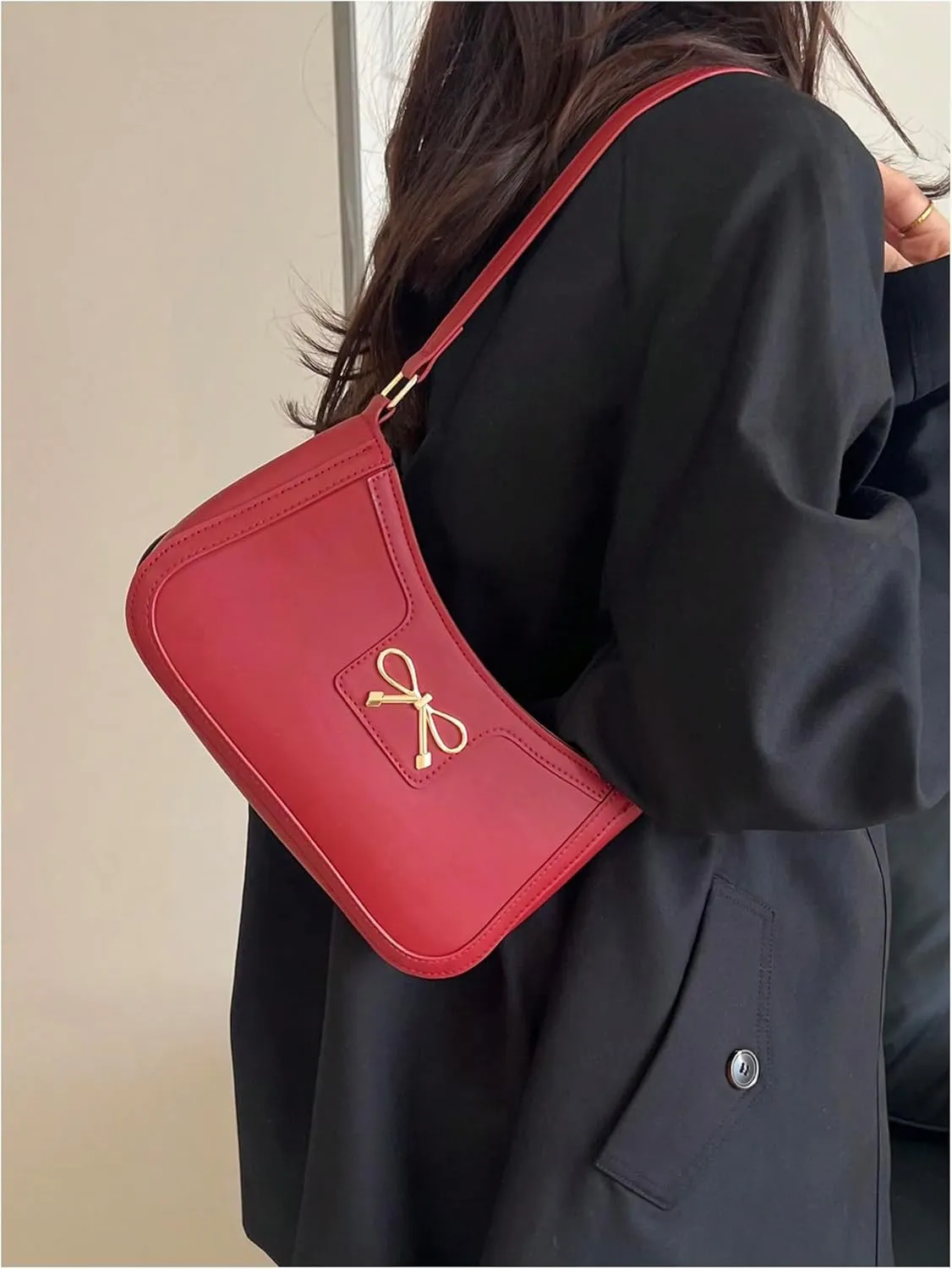 SweatyRocks Women's Bow Top Handle Clutch Purses PU Leather Underarm Shoulder Bags
