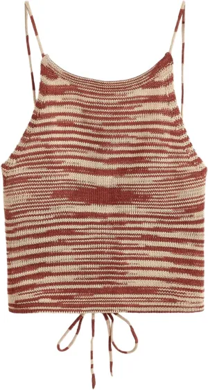 SweatyRocks Women's Sleeveless Space Dye Knit Camisole Criss Cross Backless Crop Top