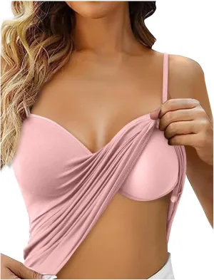 Tank Top with Built in Bra for Women Sleeveless Strappy Summer Cropped Camisole Yoga Tops Workout Sports Padded Cami Clothes