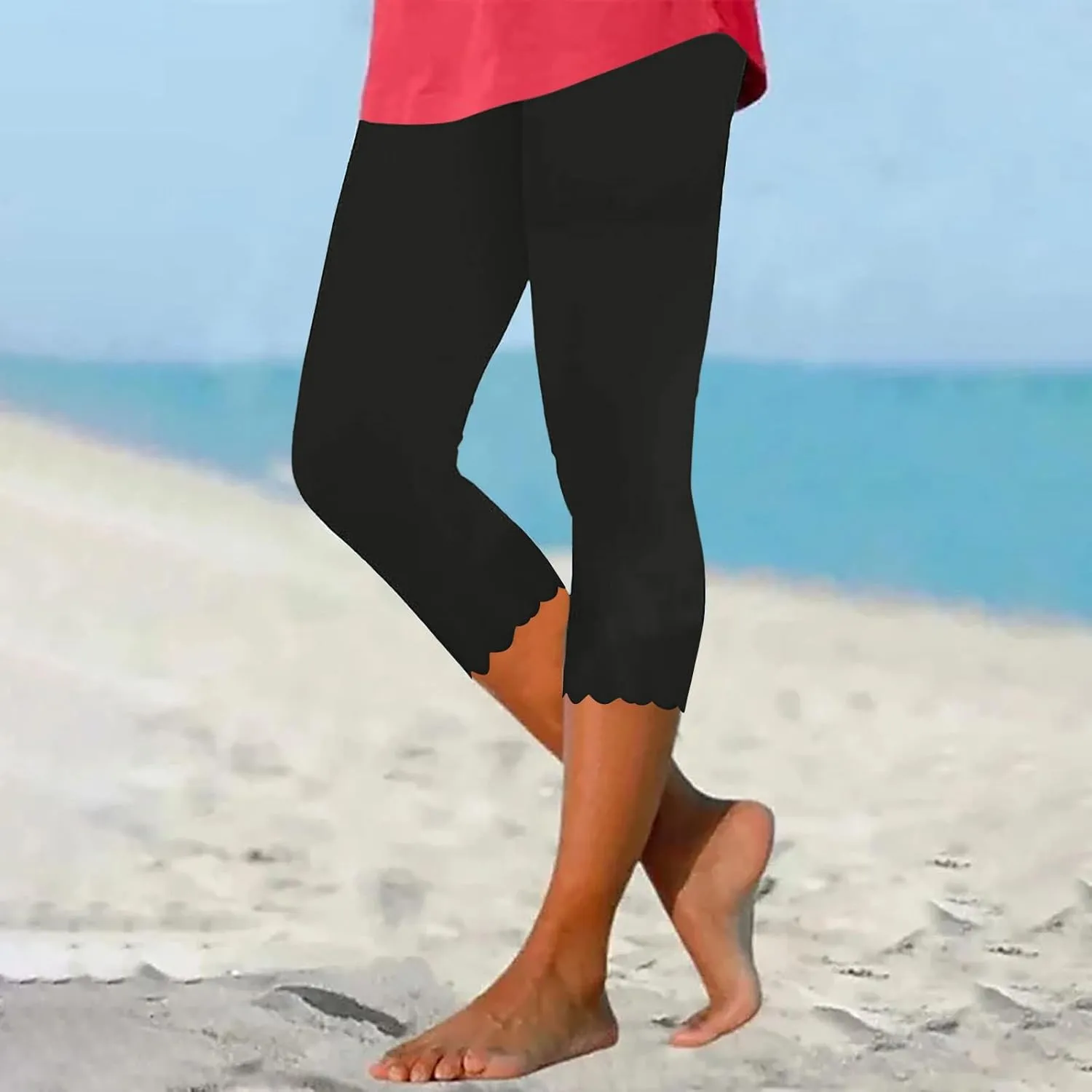 TARIENDY Capri Leggings for Women 2025 Trendy High Waist Workout Pants Tummy Control Loose Comfy Yoga Sweatpants Trouser