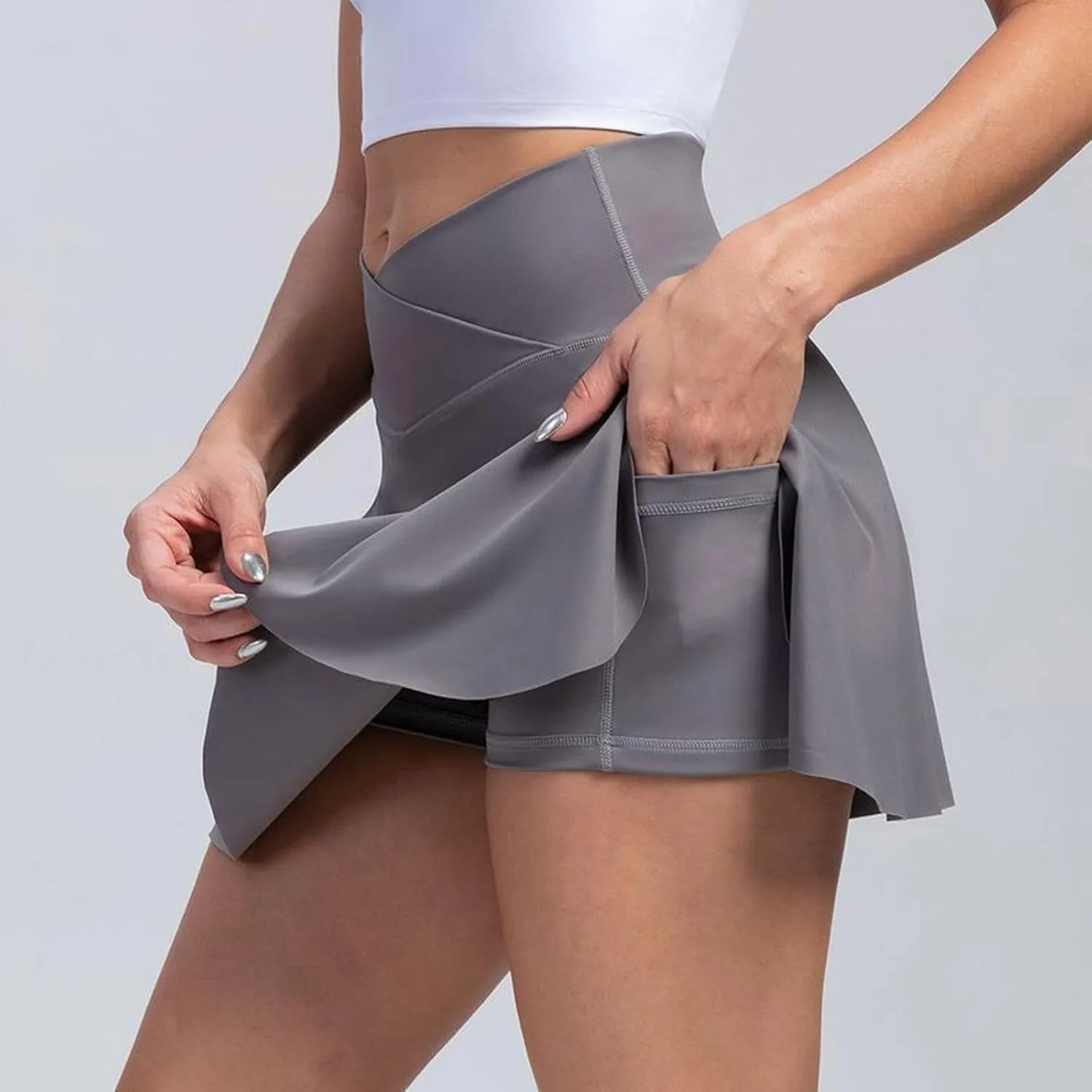 Tennis Skirts for Women with Shorts Summer Built-in Shorts Crossover Tennis Golf Workout Skirts Short with Pockets