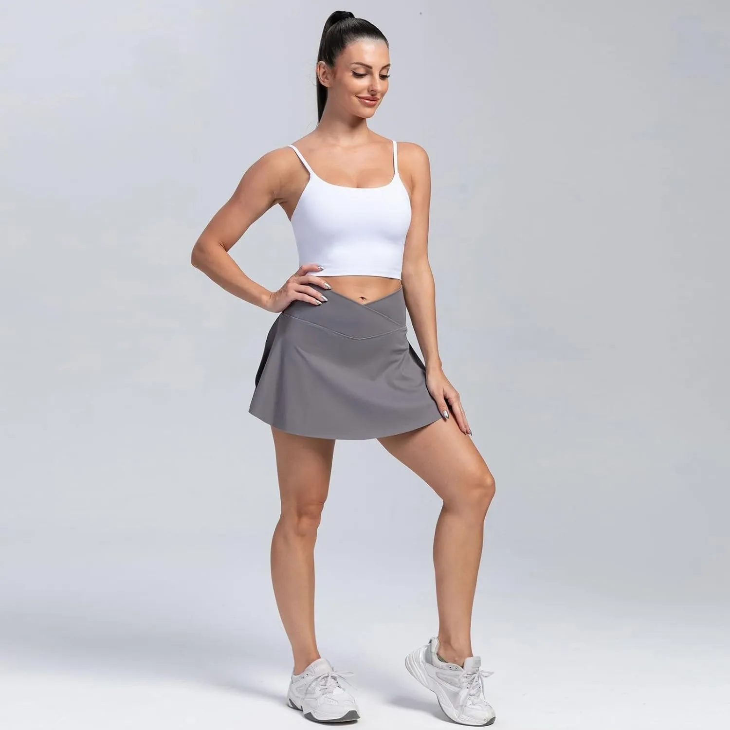 Tennis Skirts for Women with Shorts Summer Built-in Shorts Crossover Tennis Golf Workout Skirts Short with Pockets