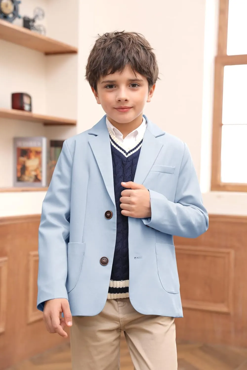 Toddler Boys' Blazer Jackets Lightweight Stylish Two Buttons Solid School Suit Casual Sport Coat