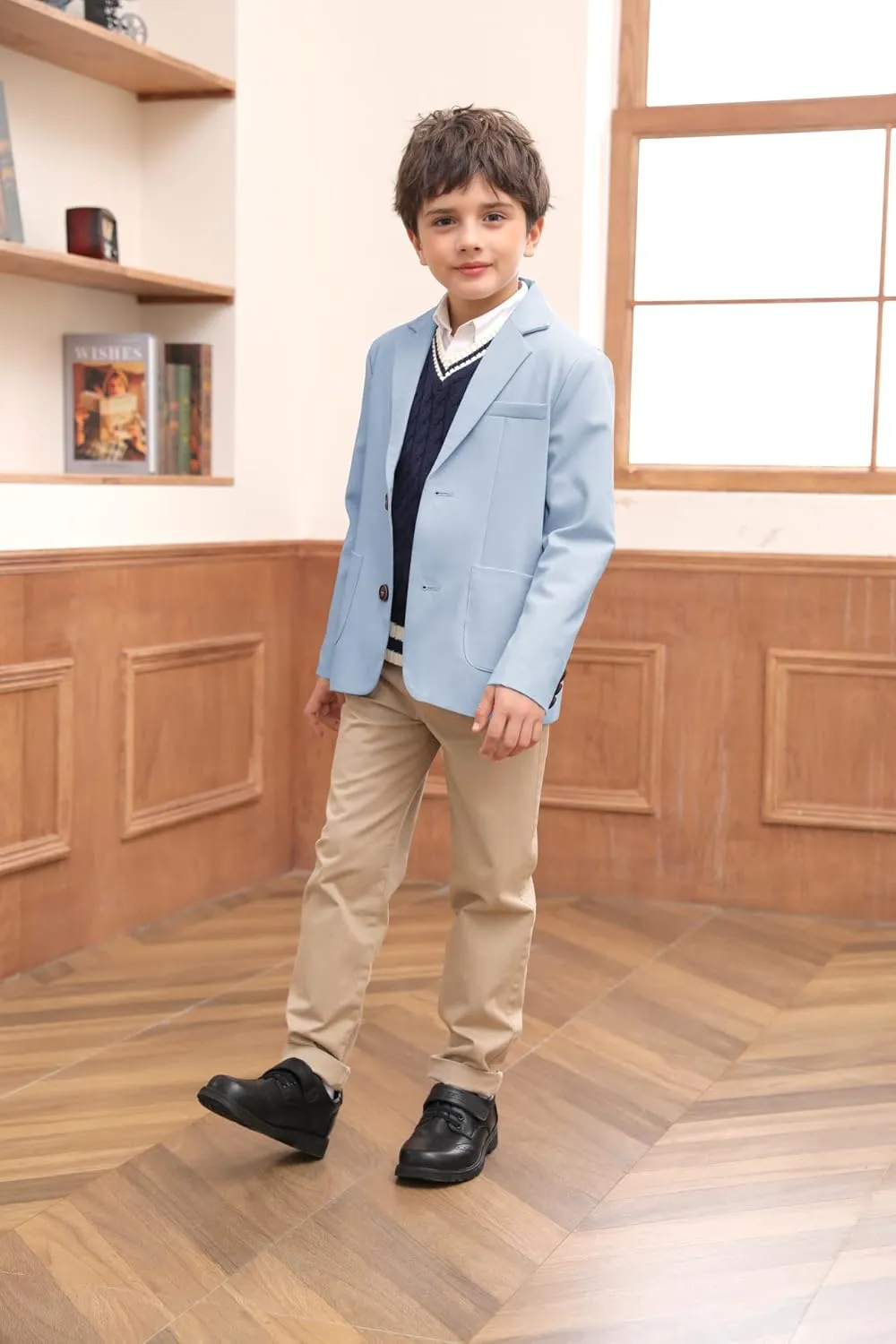Toddler Boys' Blazer Jackets Lightweight Stylish Two Buttons Solid School Suit Casual Sport Coat