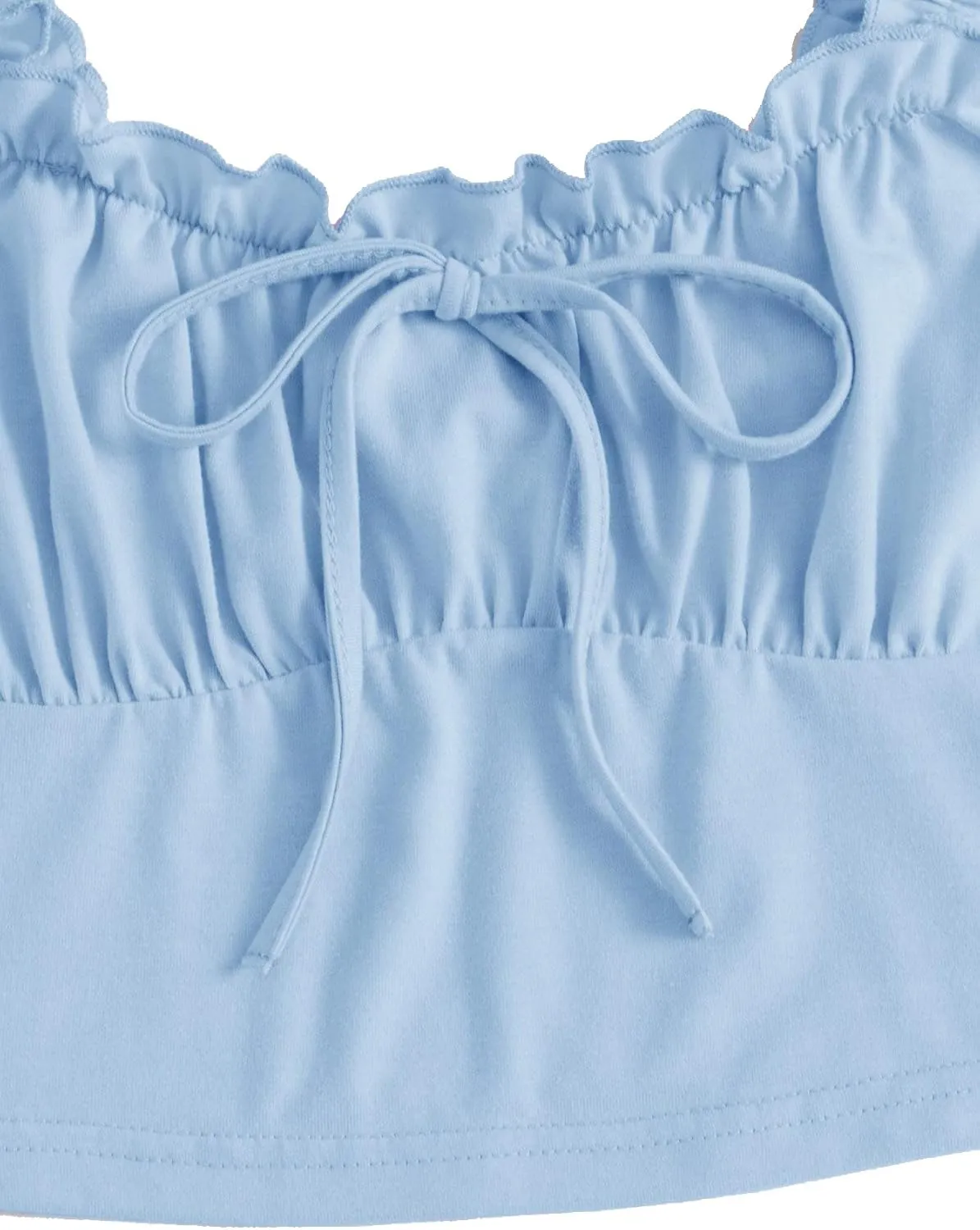 Verdusa Women's Frill Trim Strap Tie Knot Ruched Front Bustier Crop Top