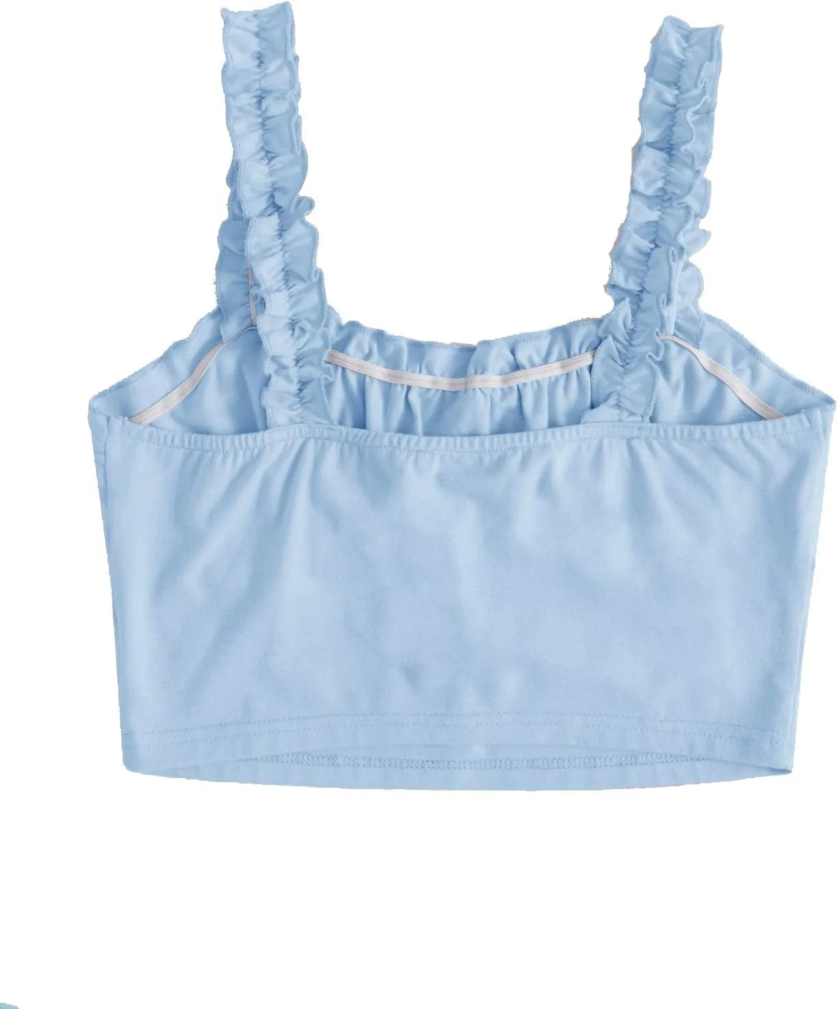 Verdusa Women's Frill Trim Strap Tie Knot Ruched Front Bustier Crop Top