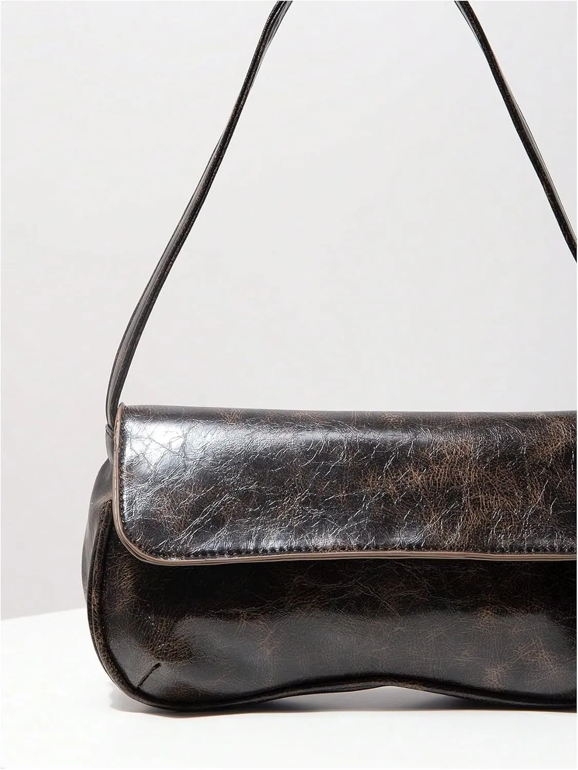 Verdusa Women's Retro Flap Shoulder Bag PU Leather Top Handle Underarm Bag Purse