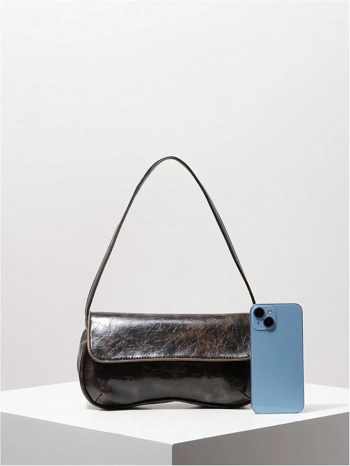 Verdusa Women's Retro Flap Shoulder Bag PU Leather Top Handle Underarm Bag Purse