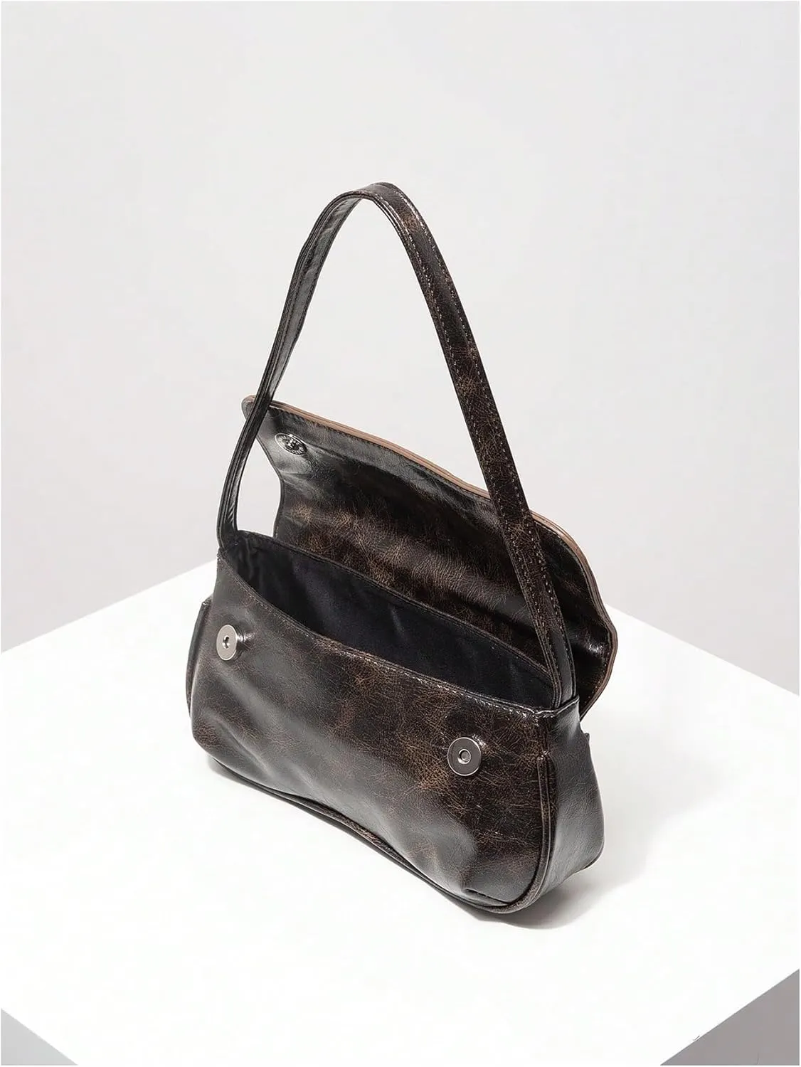 Verdusa Women's Retro Flap Shoulder Bag PU Leather Top Handle Underarm Bag Purse