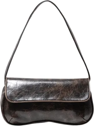 Verdusa Women's Retro Flap Shoulder Bag PU Leather Top Handle Underarm Bag Purse