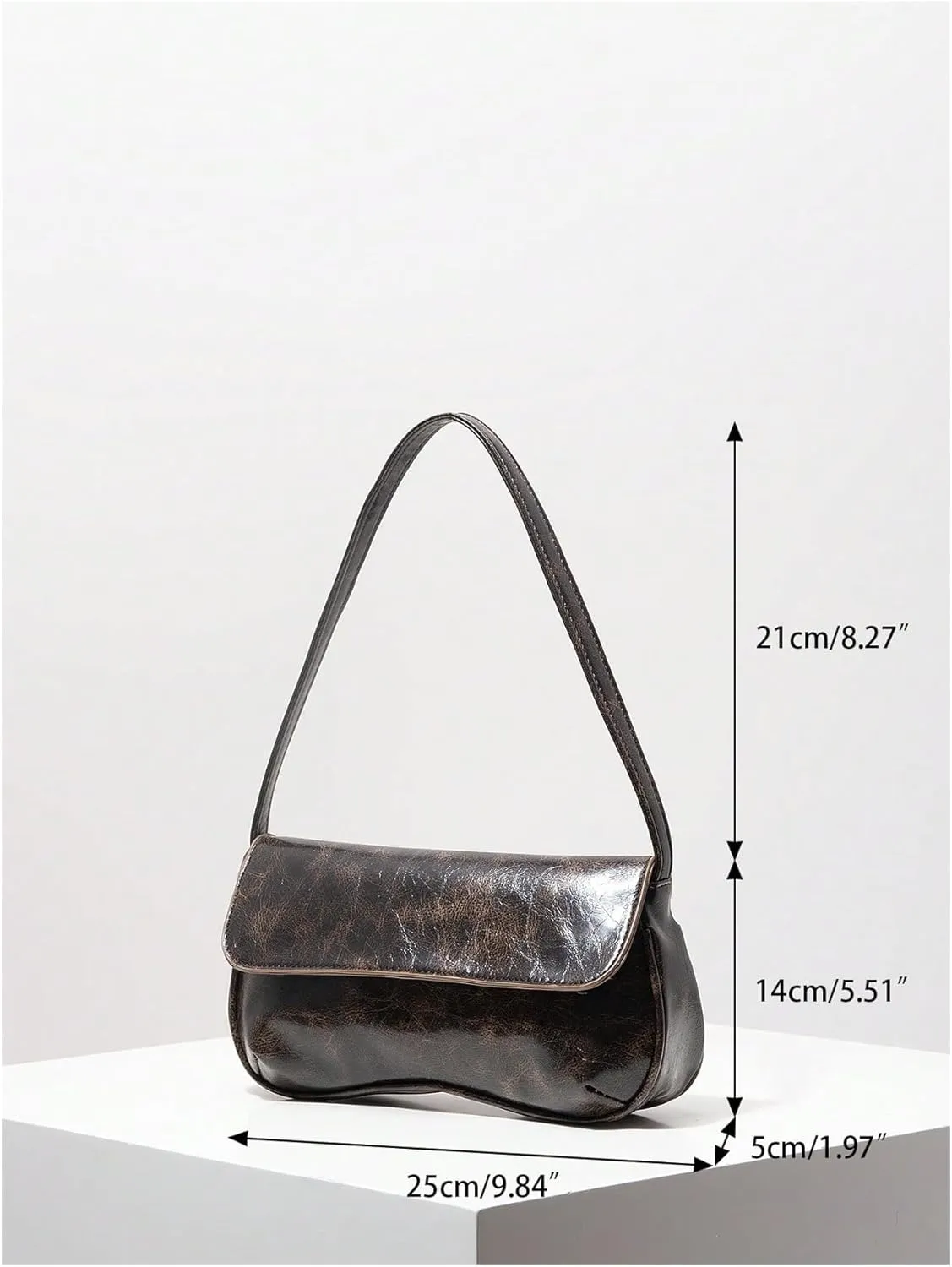 Verdusa Women's Retro Flap Shoulder Bag PU Leather Top Handle Underarm Bag Purse