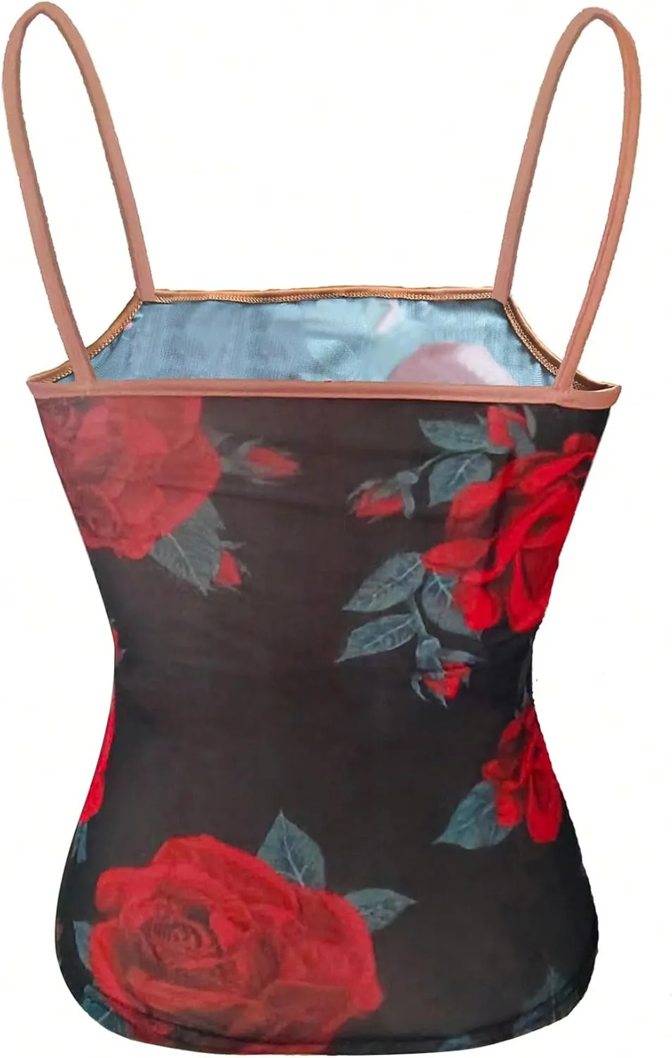 Verdusa Women's Y2K Floral Print Cami Top Scoop Neck Backless Fitted Camisole