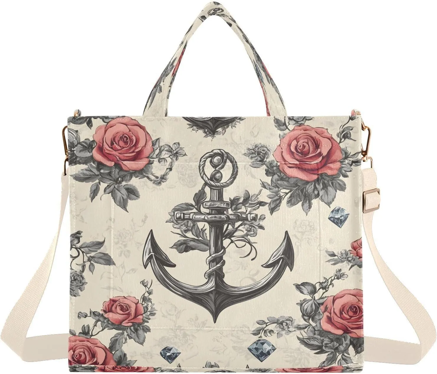Vintage Floral Women's Tote Handbags Top Handle Satchel Shoulder Bag Crossbody Bag