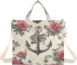 Vintage Floral Women's Tote Handbags Top Handle Satchel Shoulder Bag Crossbody Bag
