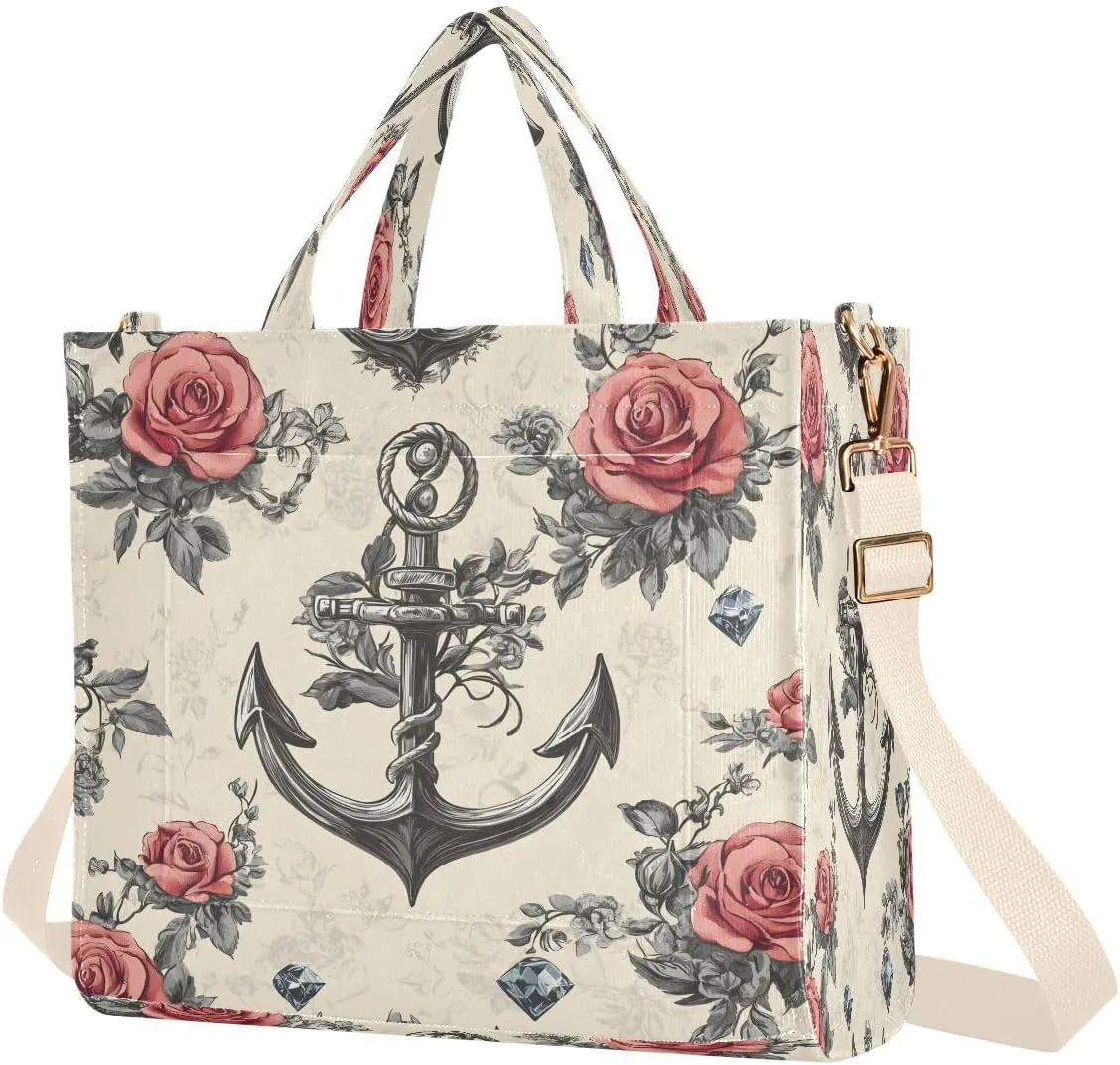 Vintage Floral Women's Tote Handbags Top Handle Satchel Shoulder Bag Crossbody Bag